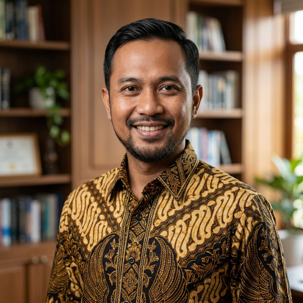 Konsultan Pendidikan Laki-Laki Berpakaian Batik Biru
